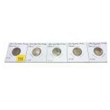 Lot of 1914 Buffalo nickels, cleaned, 5 pcs.