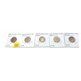 Lot of 1916 Buffalo nickels, cleaned, 5 pcs.