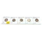 Lot of 1918 Buffalo nickels, cleaned, 5 pcs.