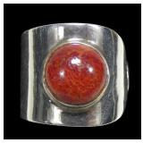 Sterling silver wide tapered bezel set sponge
