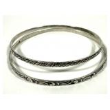 Lot, sterling silver embossed bangle bracelets,