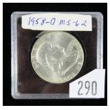 1958-D Franklin half dollar- B.U.