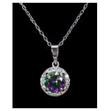 Sterling silver round brilliant cut mystic topaz