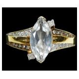 Sterling silver gold wash marquise cut white topaz