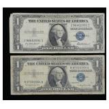 x2- $1 Silver certificates, series of 1935,