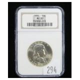 1954 Franklin half dollar- N6C slab certified