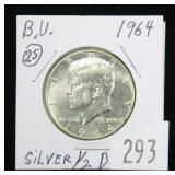1964  Kennedy silver half dollar- B.U.