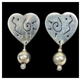 Sterling silver pierced heart shape post earrings