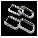 Lot, sterling silver rectangular hinged hoop