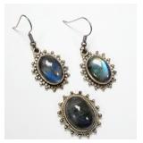 Sterling silver shepherd hook earrings with bezel