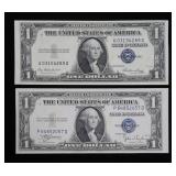 x2- $1 Silver certificates, AU/Unc., series of