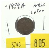 1939 German 1 pfennig