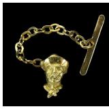 18K Yellow gold figural bust tie tack, front only,
