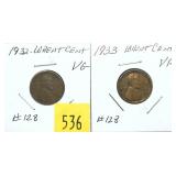Lot, Lincoln cents: 1932, 1933, 2 pcs.