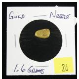 Gold nugget, 1.6 grams