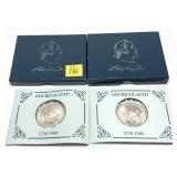 x2- 1982 Unc. commemorative half dollars, 90%