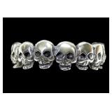 Sterling silver skulls band ring, size 11,