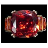 Sterling silver gold wash cushion cut dark orange