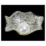 Sterling silver ruffled foliate band ring with
