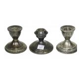 Lot- 3 sterling weighted candle sticks