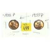 x2- 1955 Lincoln cents, -x2 cents, Sold by the