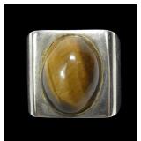 Sterling silver flush mount cabochon tiger eye