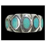 Sterling silver inlaid turquoise band ring,