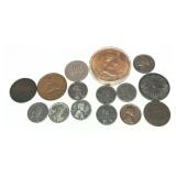 Lot of coins and tokens with silver, 15 pcs.