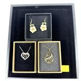 Lot, fashion necklaces and earrings, new in boxes,