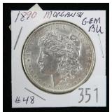 1890 Morgan dollar- Gem B.U.