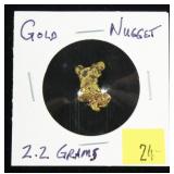Gold nugget, 2.2 grams