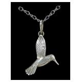 Sterling silver hummingbird pendant with 16"