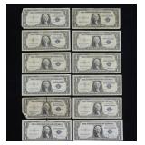 x12- $1 Silver certificates, series of 1935, 1957,