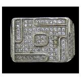 Sterling silver geometric design pave CZ ring,