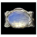 Sterling silver hammered band faceted