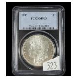 1897 Morgan dollar- PCGS slab certified MS 63