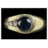 14K Yellow gold flush mount natural blue sapphire
