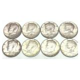 x8- Half dollars, 90% silver, -x8 half dollars,