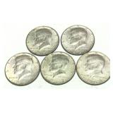 x5- Half dollars, 40% silver, -x5 half dollars,