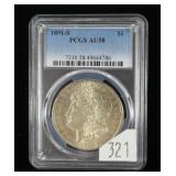 1891-S Morgan dollar- PCGS slab certified AU .58