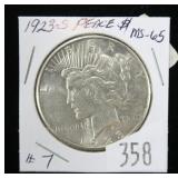 1923-S Peace dollar- Gem B.U.