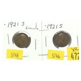 x2- 1921-S Lincoln cents, -x2 cents, Sold by the