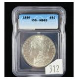 1886 Morgan dollar- ICG slab certified MS .63