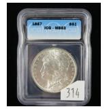 1887 Morgan dollar- ICG slab certified MS .63