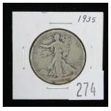 1935 Walking Liberty half dollar