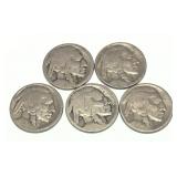 Lot of no date Buffalo nickels, 5 pcs.