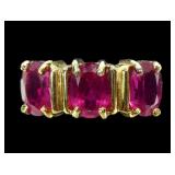 Sterling silver gold wash oval cut cultured ruby
