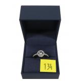 Sterling silver heart motif ring with round cut