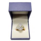 Sterling silver gold wash diamond round cut and