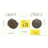 x2- 1920-S Lincoln cents, -x2 cents, Sold by the